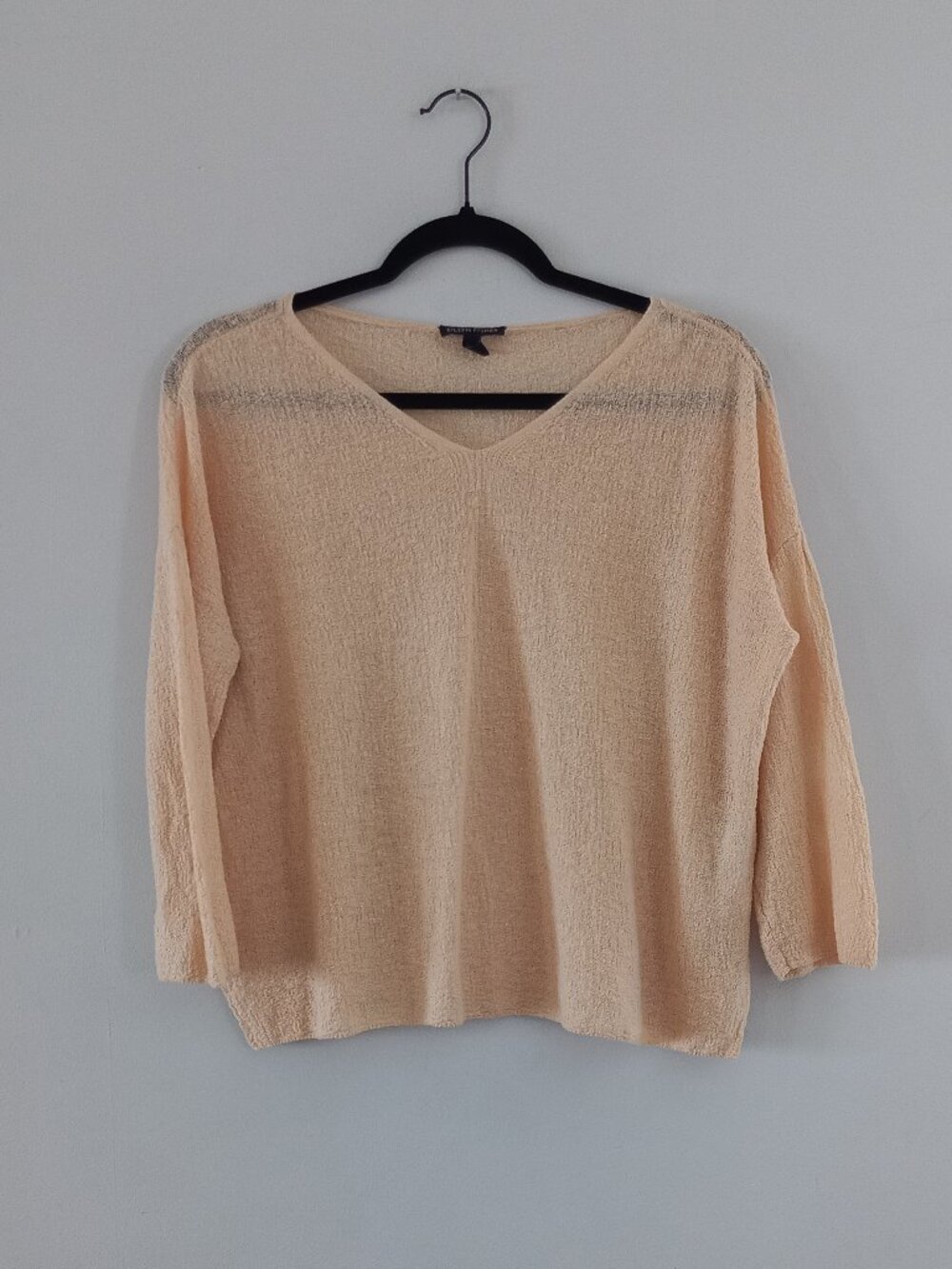 EILEEN FISHER cream apricot light linen knit sweater